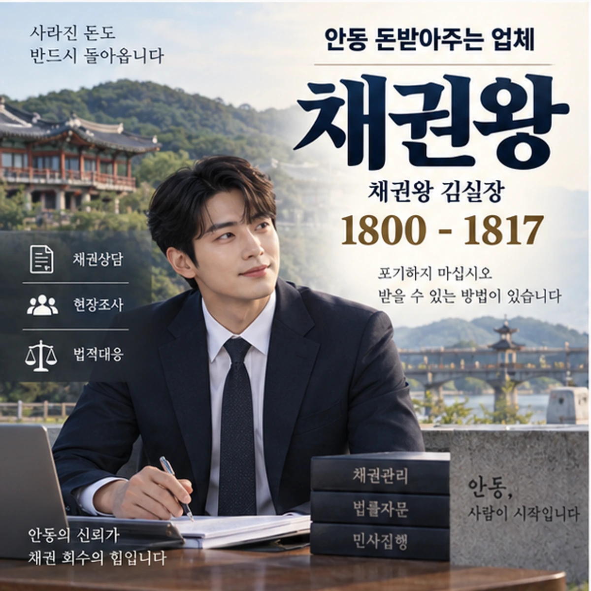 안동 돈받아주는 업체 자료를 검토하는 김실장