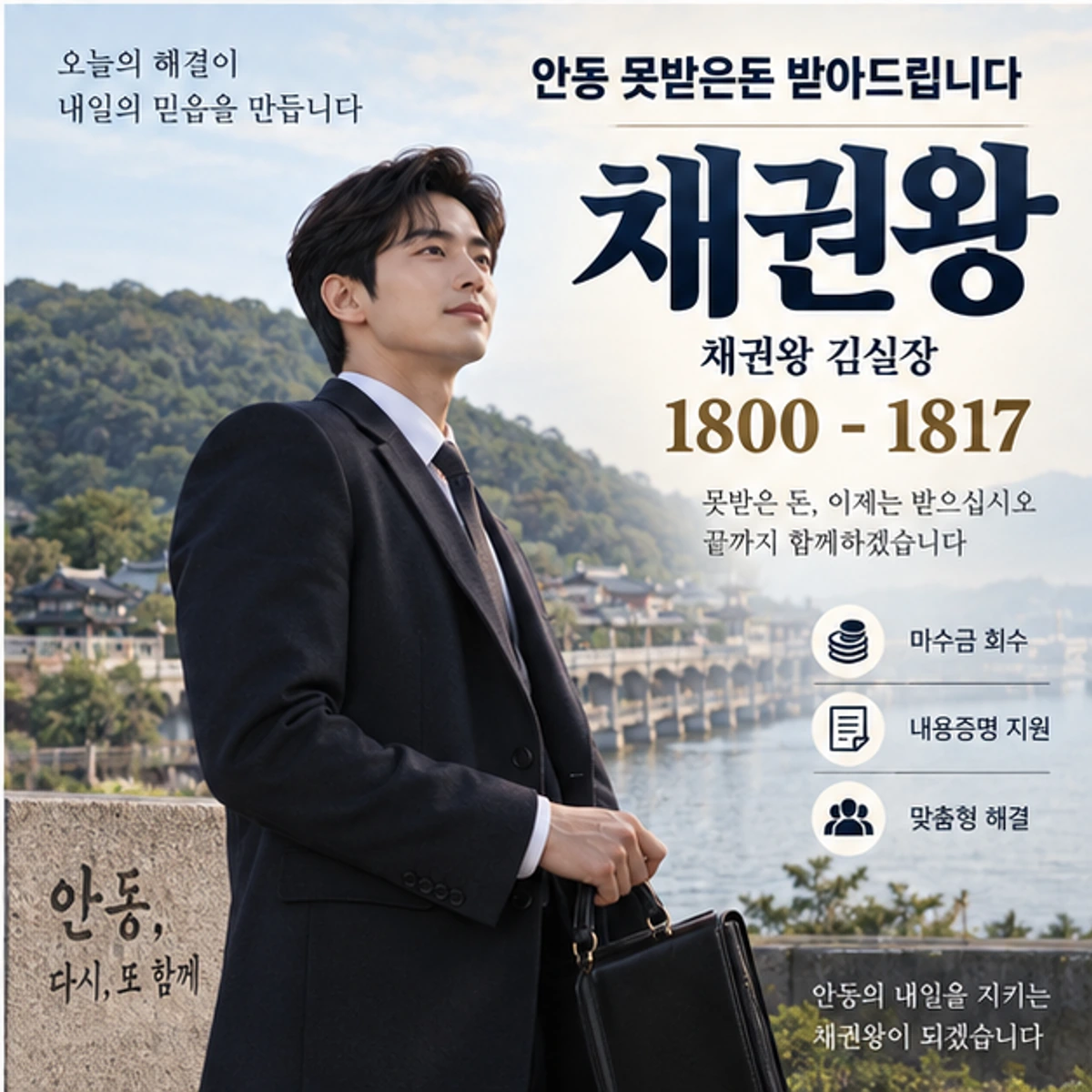 안동 못받은돈 받아드립니다 자료를 검토하는 김실장