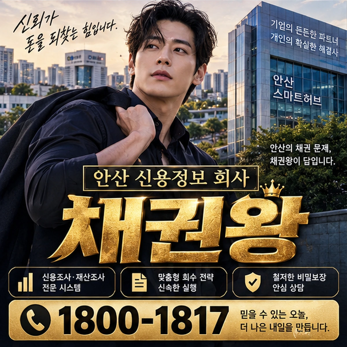 안산 신용정보 회사 자료를 검토하는 김실장