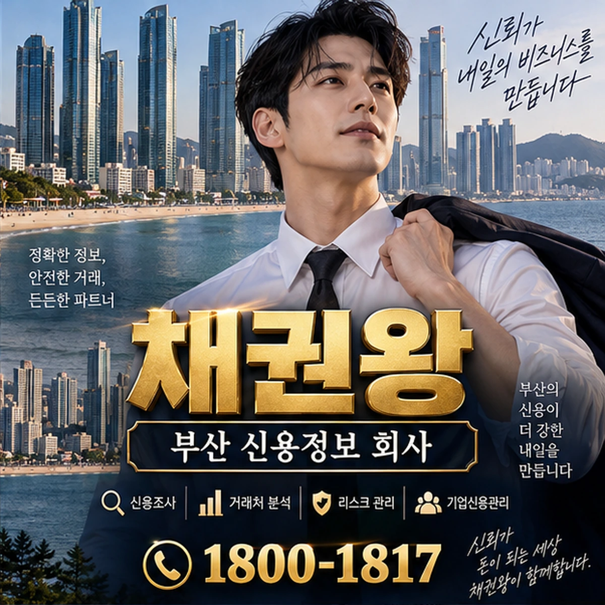 부산 신용정보 회사 자료를 검토하는 김실장