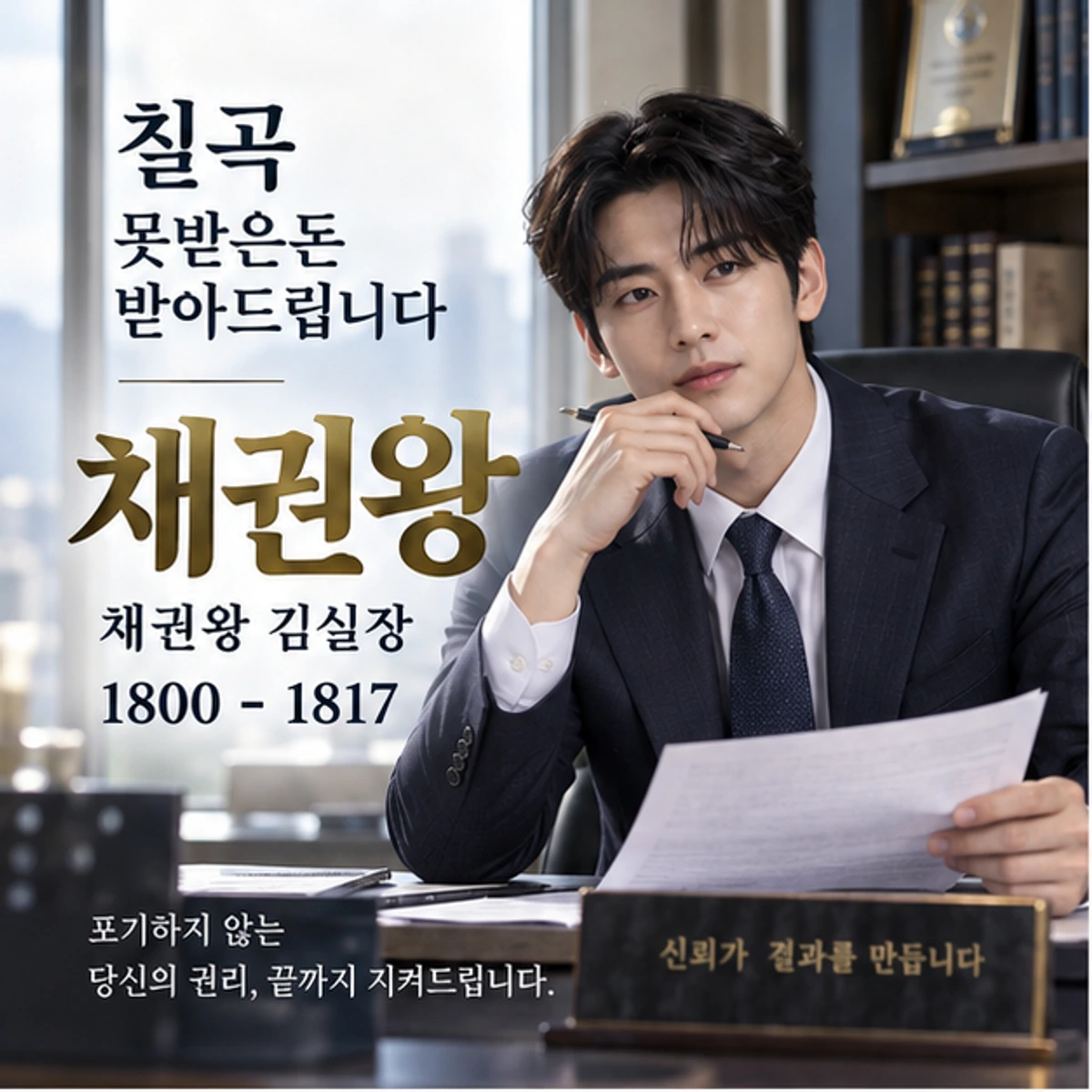 칠곡 못받은돈 받아드립니다 자료를 검토하는 김실장