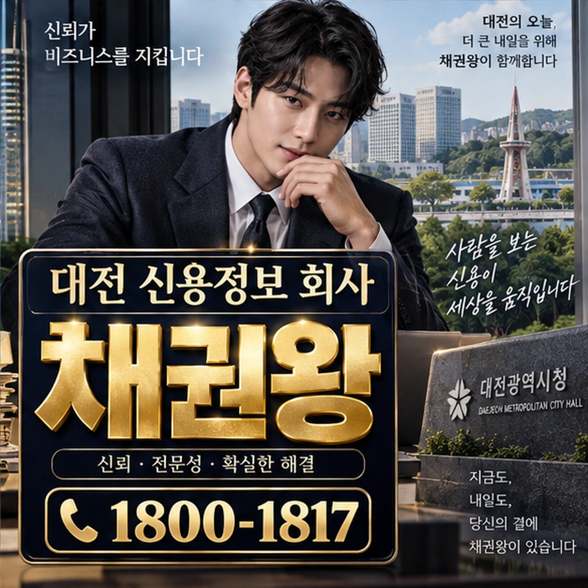 대전 신용정보 회사 자료를 검토하는 김실장