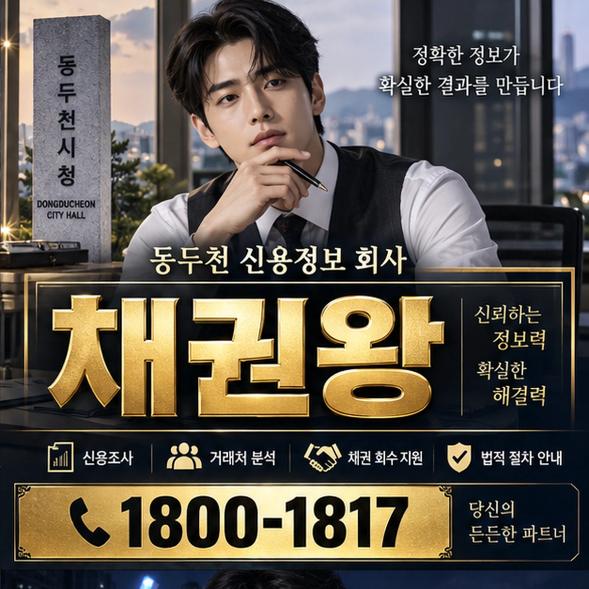 동두천 신용정보 회사 자료를 검토하는 김실장