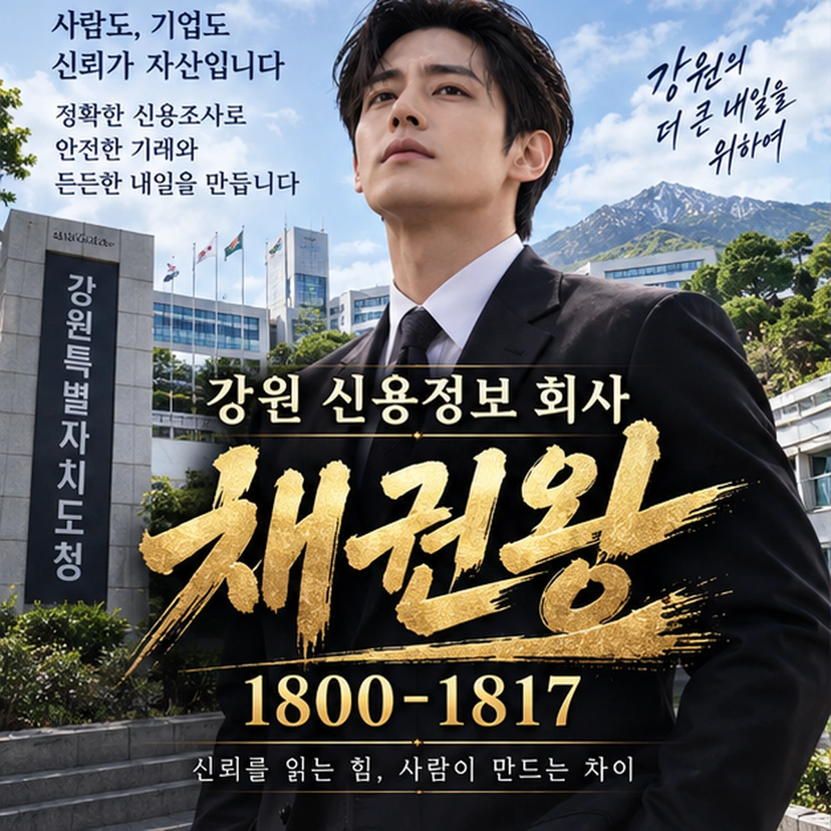 강원 신용정보 회사 자료를 검토하는 김실장