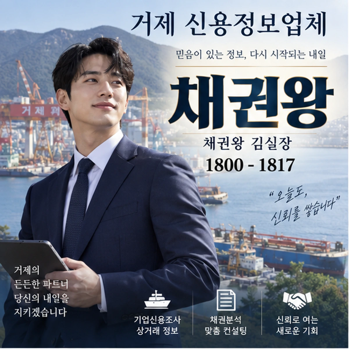거제 신용정보업체 자료를 검토하는 김실장