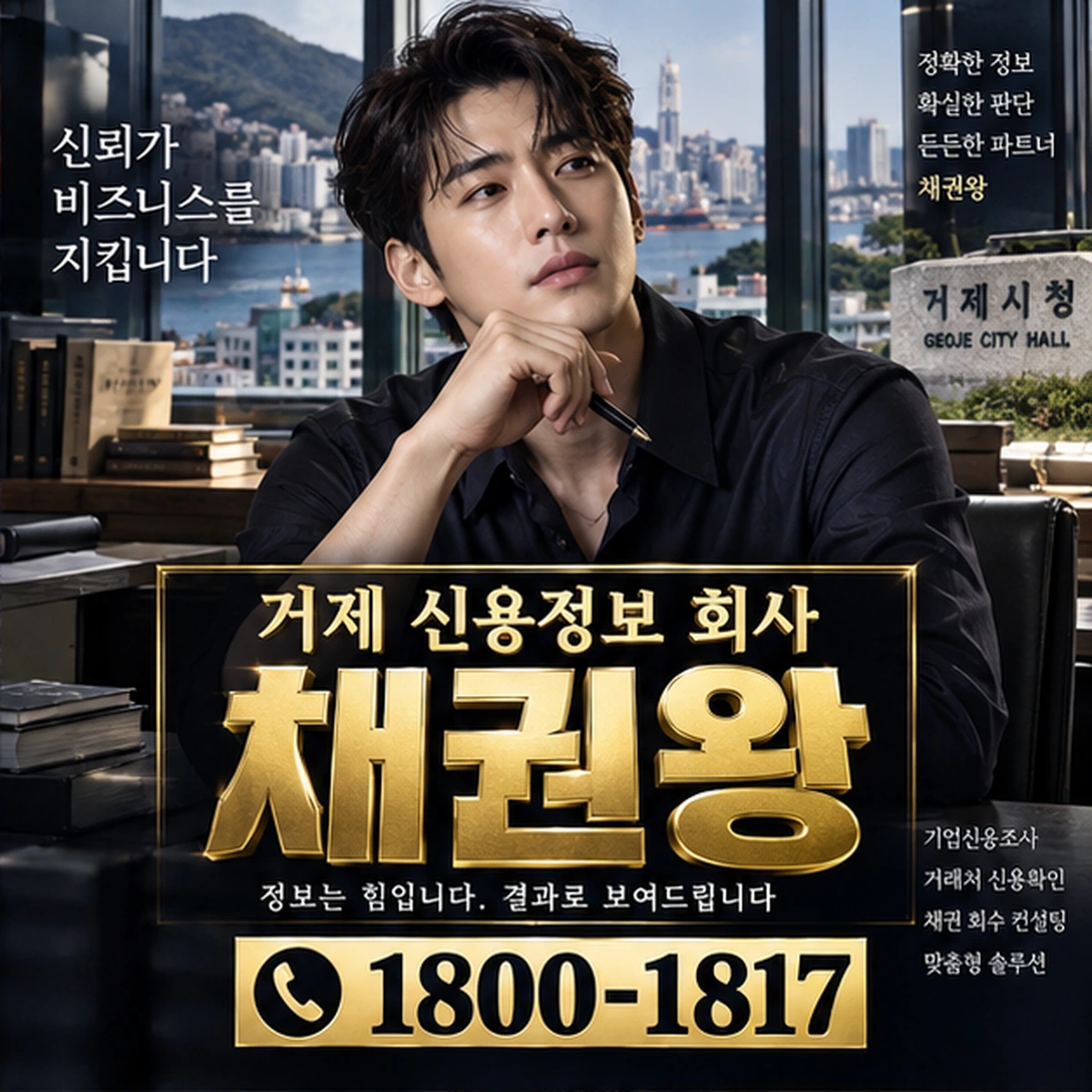 거제 신용정보 회사 자료를 검토하는 김실장