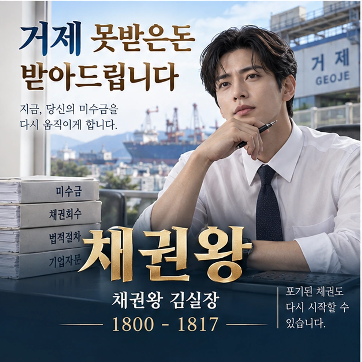 거제 못받은돈 받아드립니다 자료를 검토하는 김실장