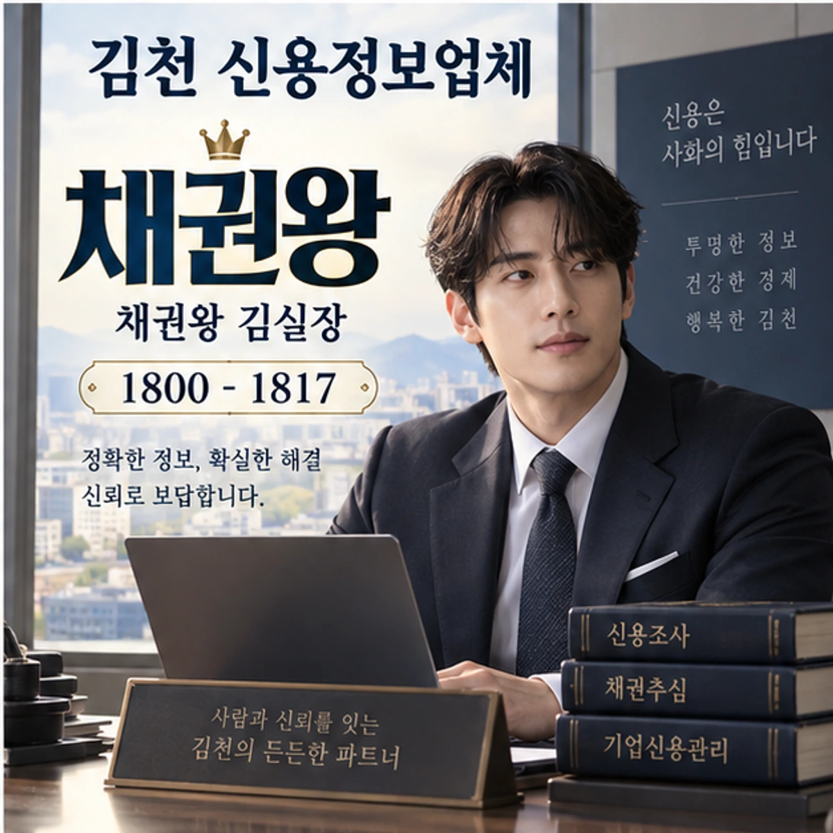 김천 신용정보업체 자료를 검토하는 김실장