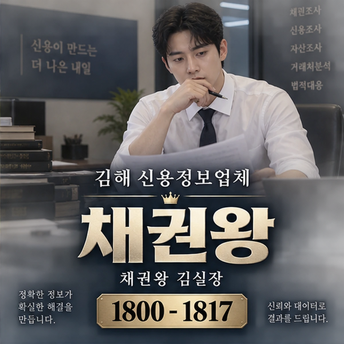 김해 신용정보업체 자료를 검토하는 김실장