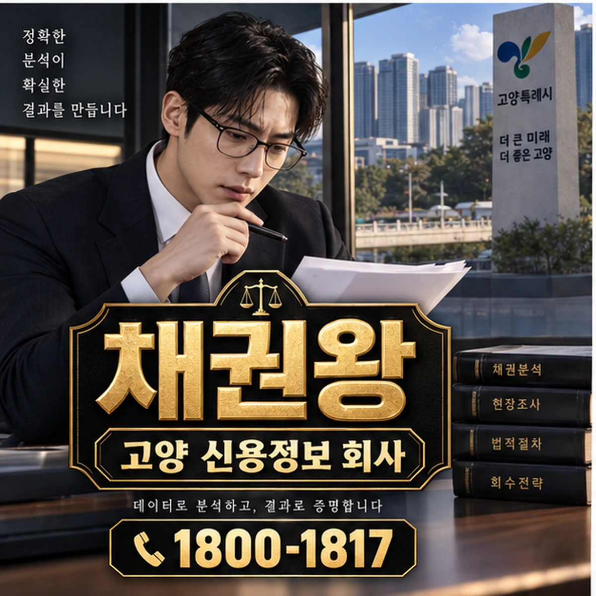 고양 신용정보 회사 자료를 검토하는 김실장