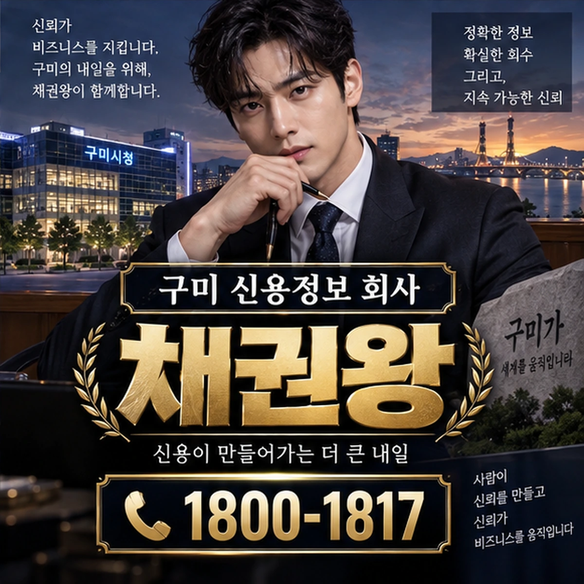 구미 신용정보 회사 자료를 검토하는 김실장