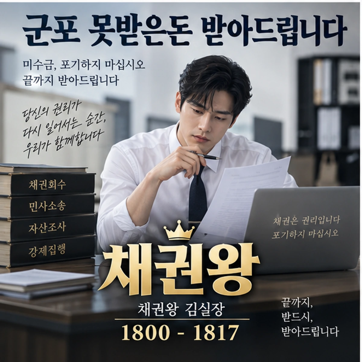 군포 못받은돈 받아드립니다 자료를 검토하는 김실장