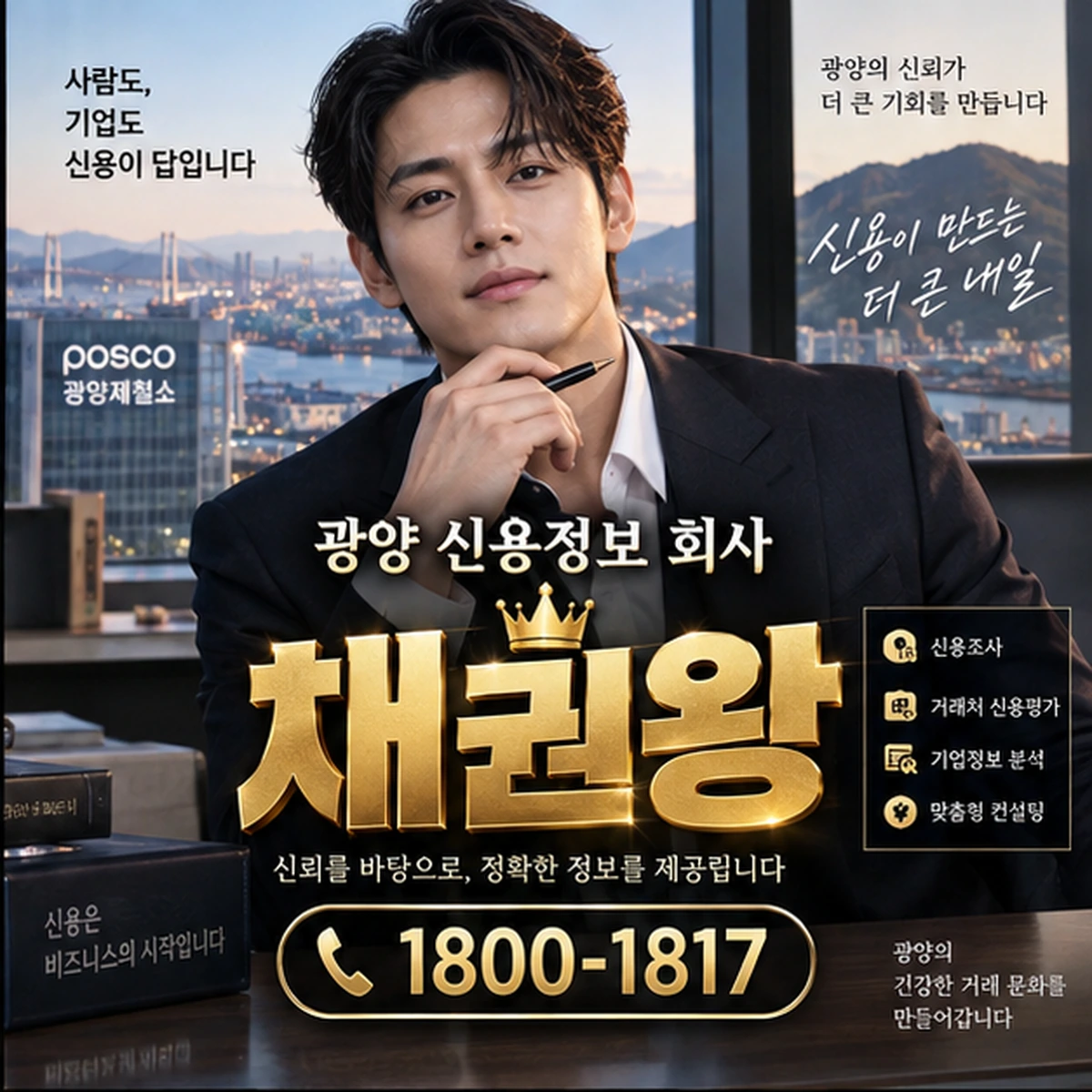광양 신용정보 회사 자료를 검토하는 김실장