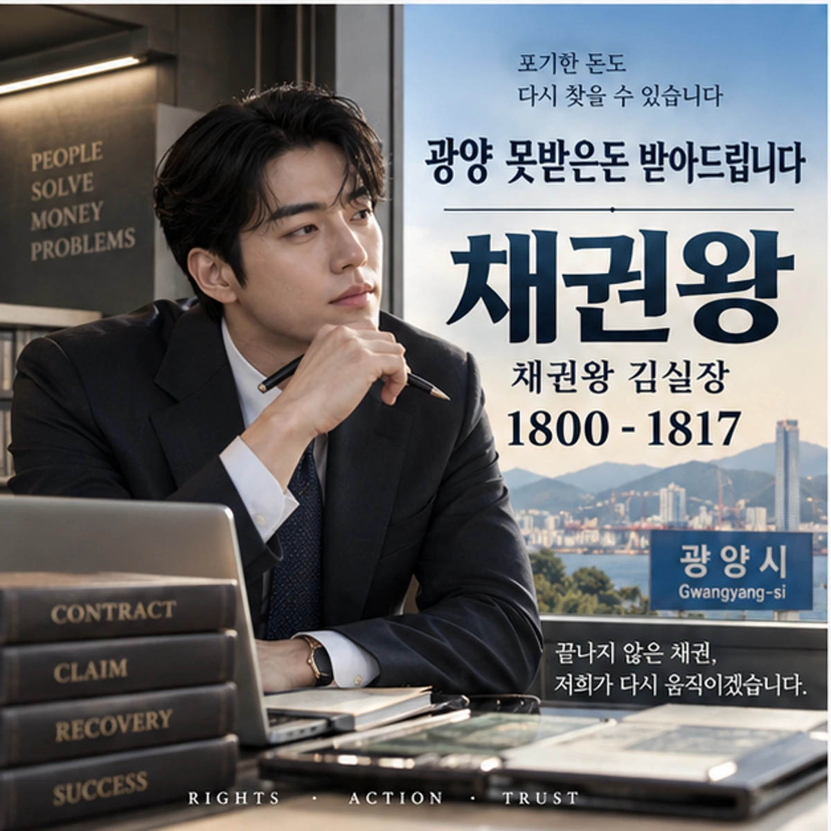 광양 못받은돈 받아드립니다 자료를 검토하는 김실장