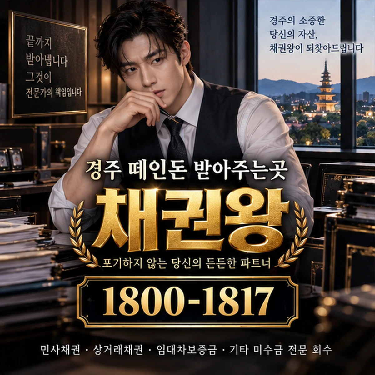 경주 떼인돈 받아주는곳 자료를 검토하는 김실장