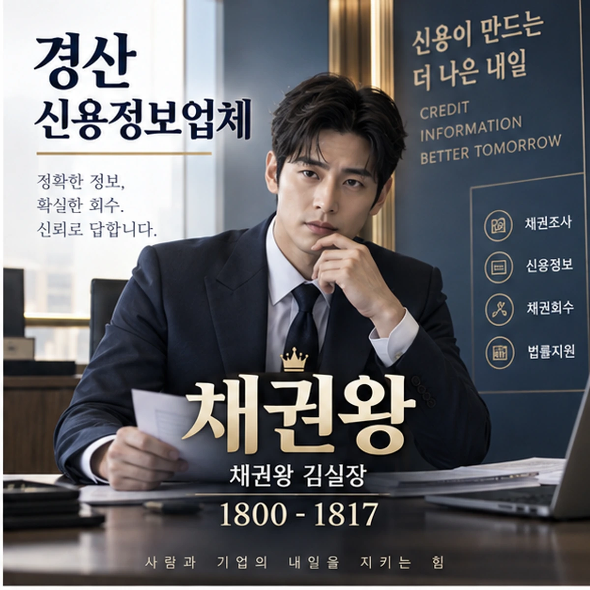 경산 신용정보업체 자료를 검토하는 김실장