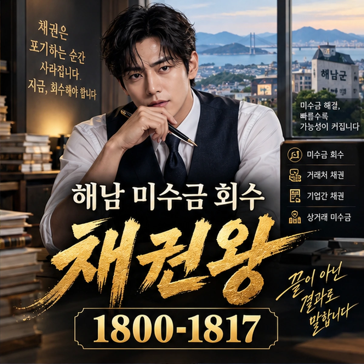 해남 미수금 회수 자료를 검토하는 김실장