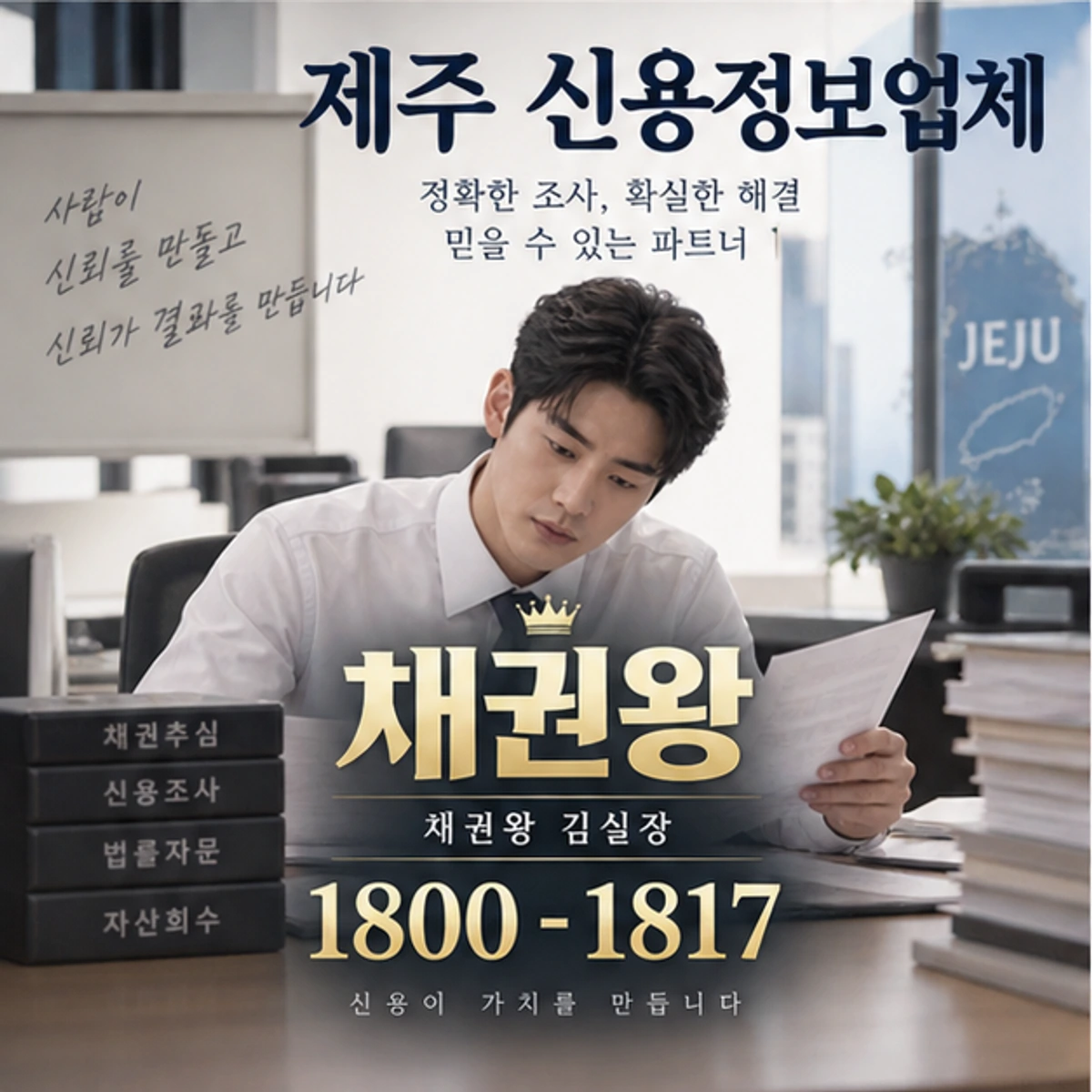 제주 신용정보업체 자료를 검토하는 김실장