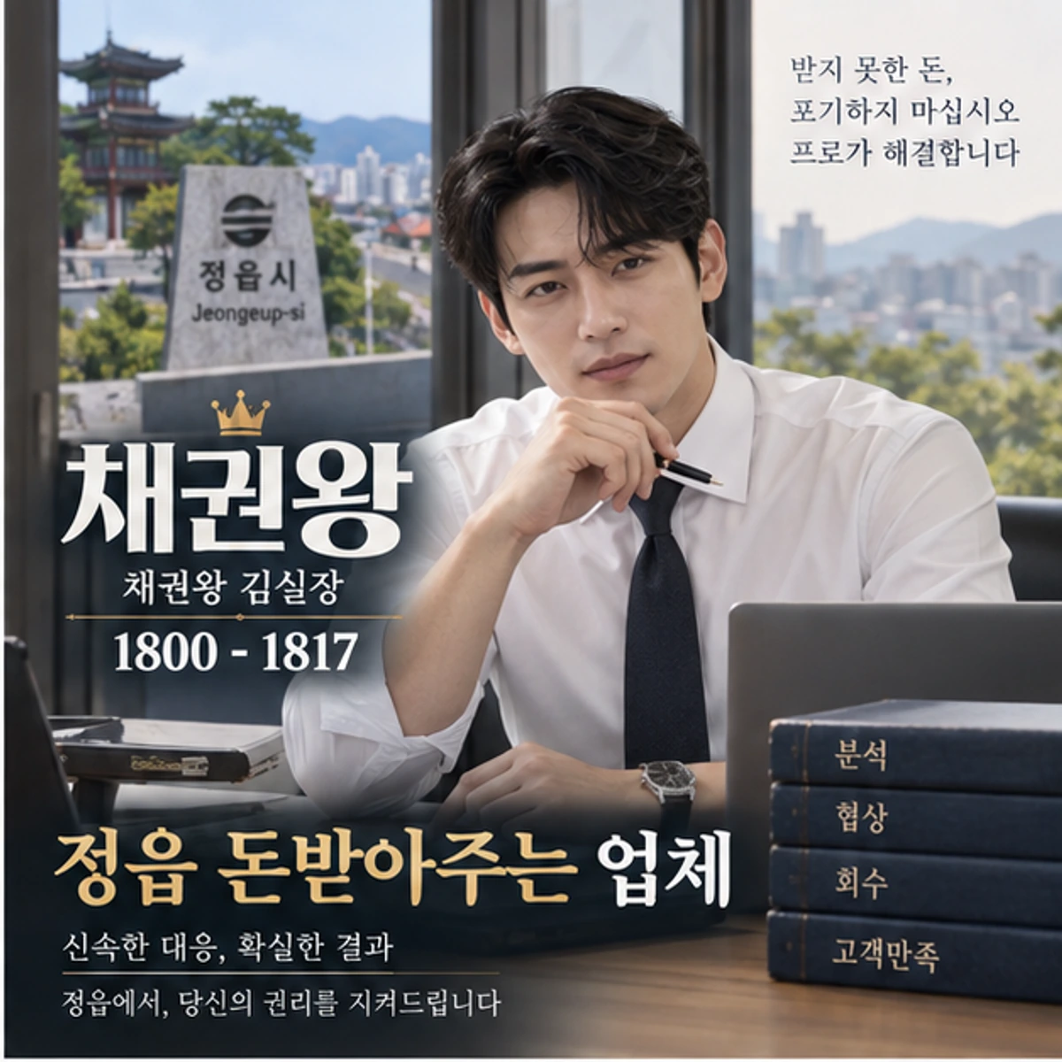 정읍 돈받아주는 업체 자료를 검토하는 김실장