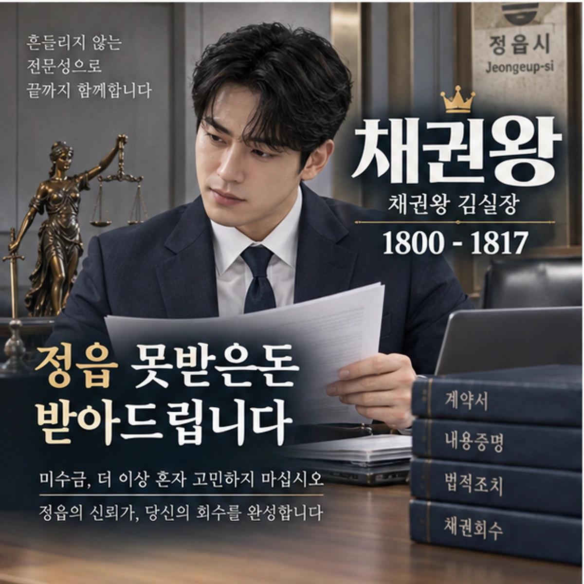 정읍 못받은돈 받아드립니다 자료를 검토하는 김실장