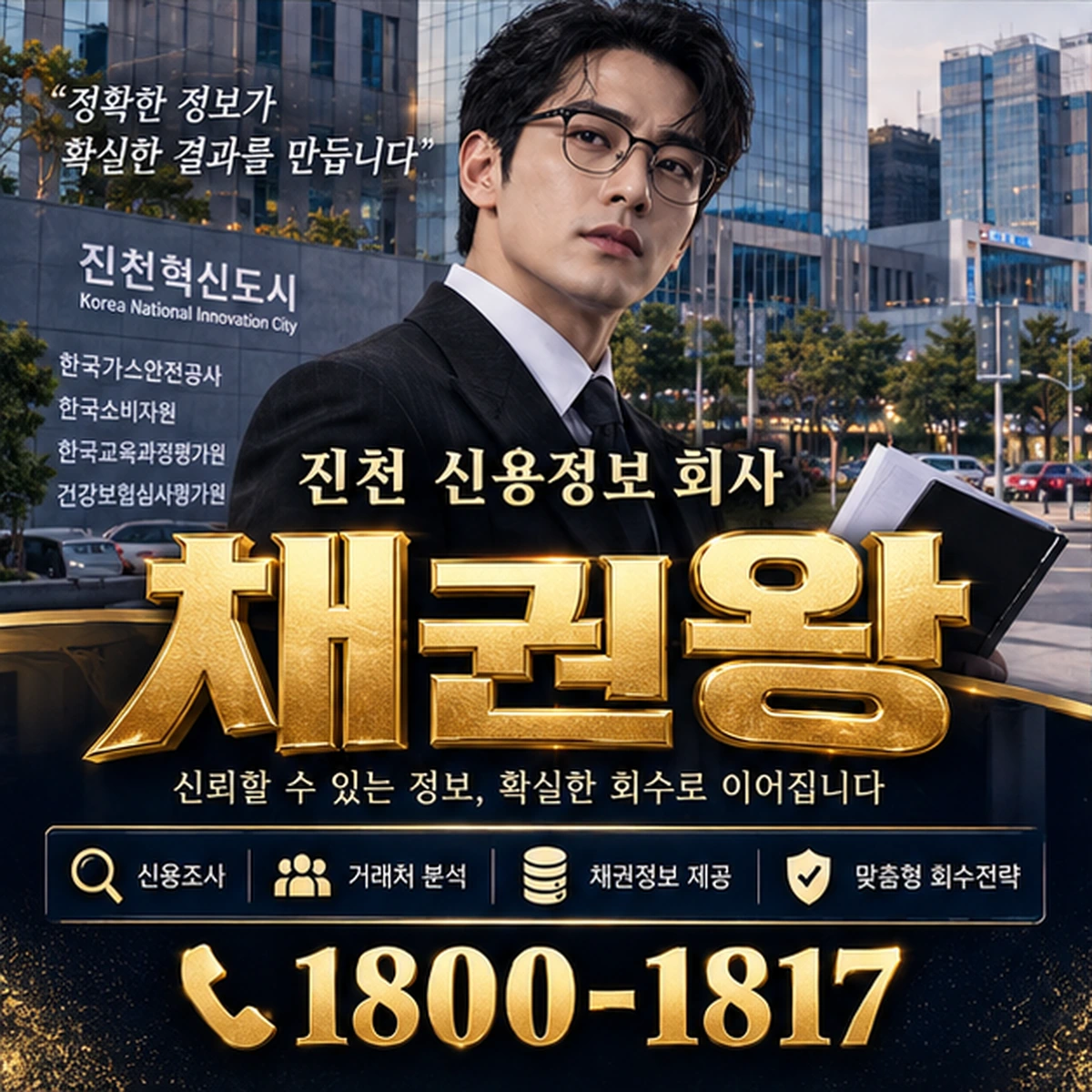 진천 신용정보 회사 자료를 검토하는 김실장