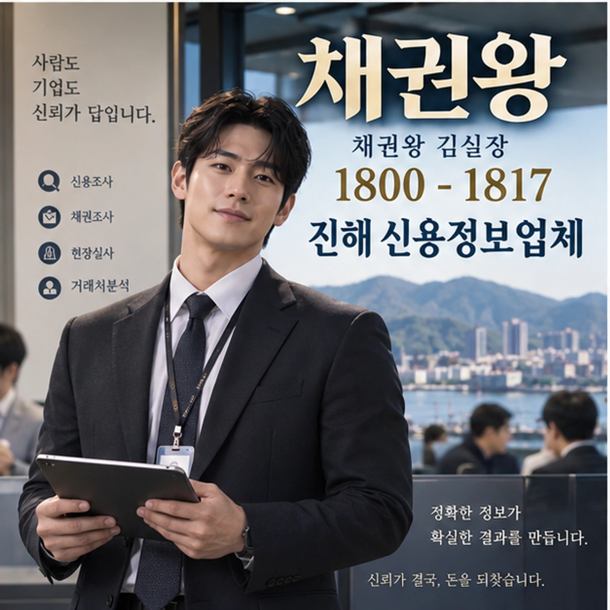진해 신용정보업체 자료를 검토하는 김실장
