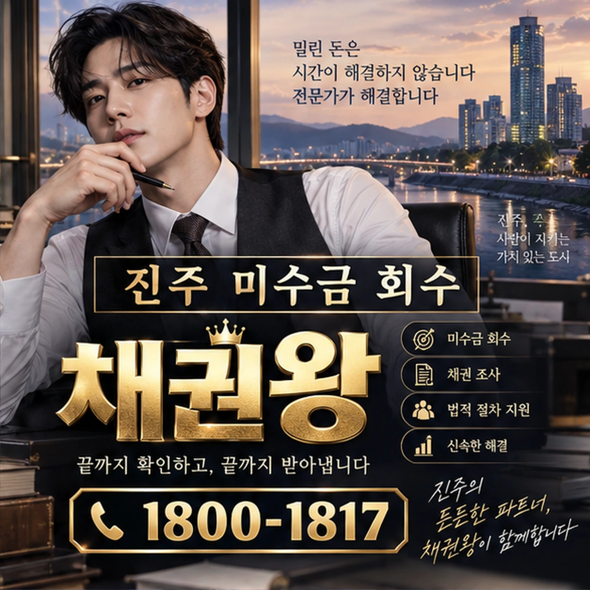 진주 미수금 회수 자료를 검토하는 김실장