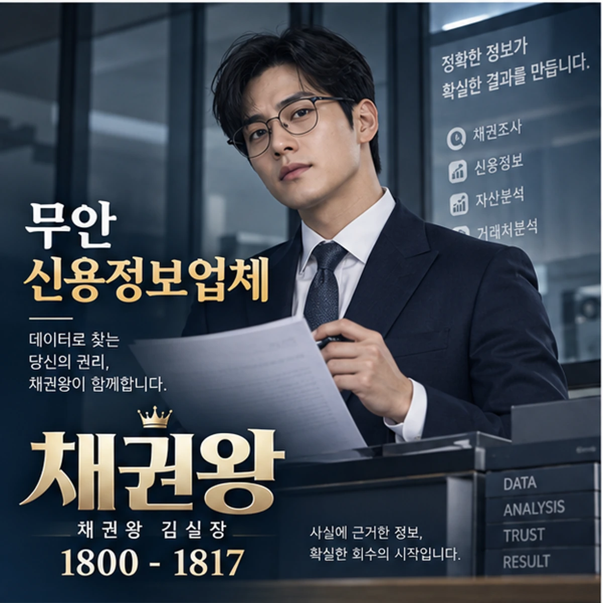 무안 신용정보업체 자료를 검토하는 김실장
