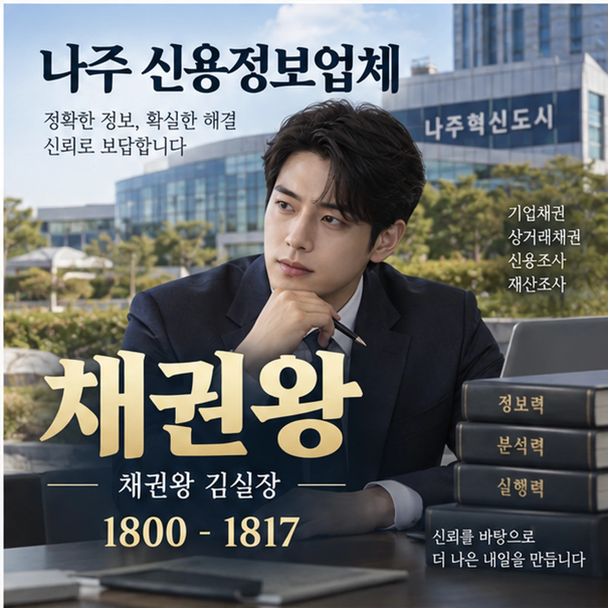 나주 신용정보업체 자료를 검토하는 김실장