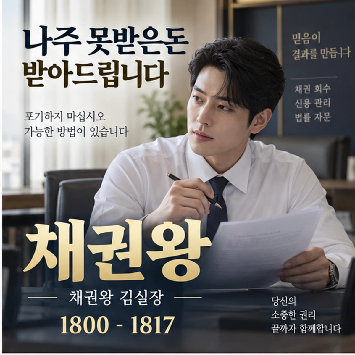 나주 못받은돈 받아드립니다 자료를 검토하는 김실장