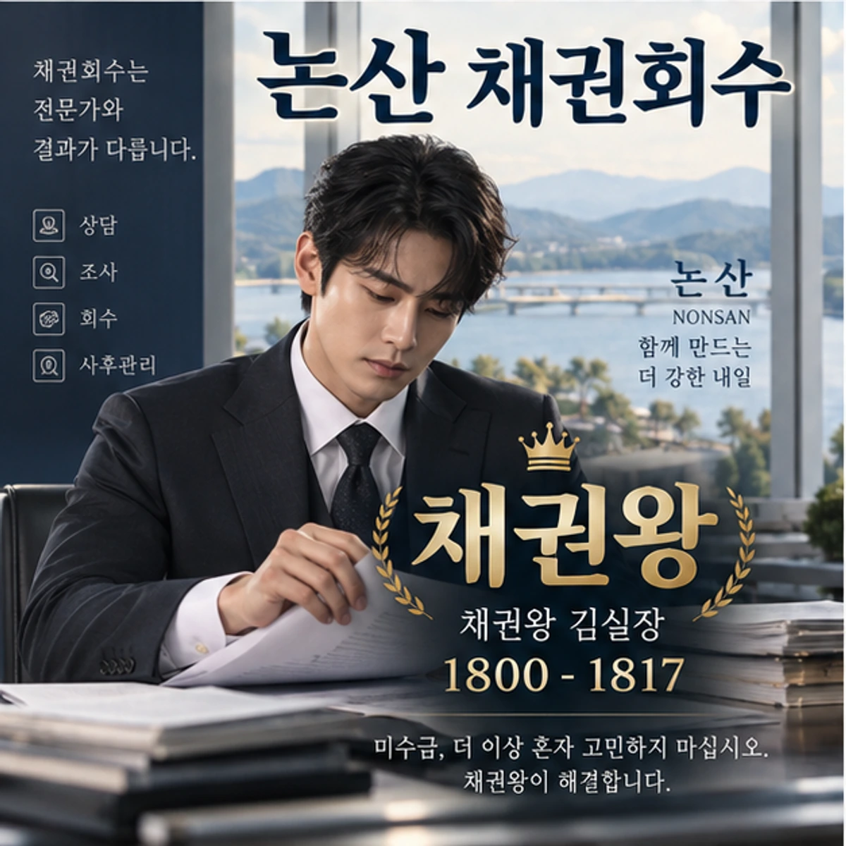 논산 채권회수 자료를 검토하는 김실장