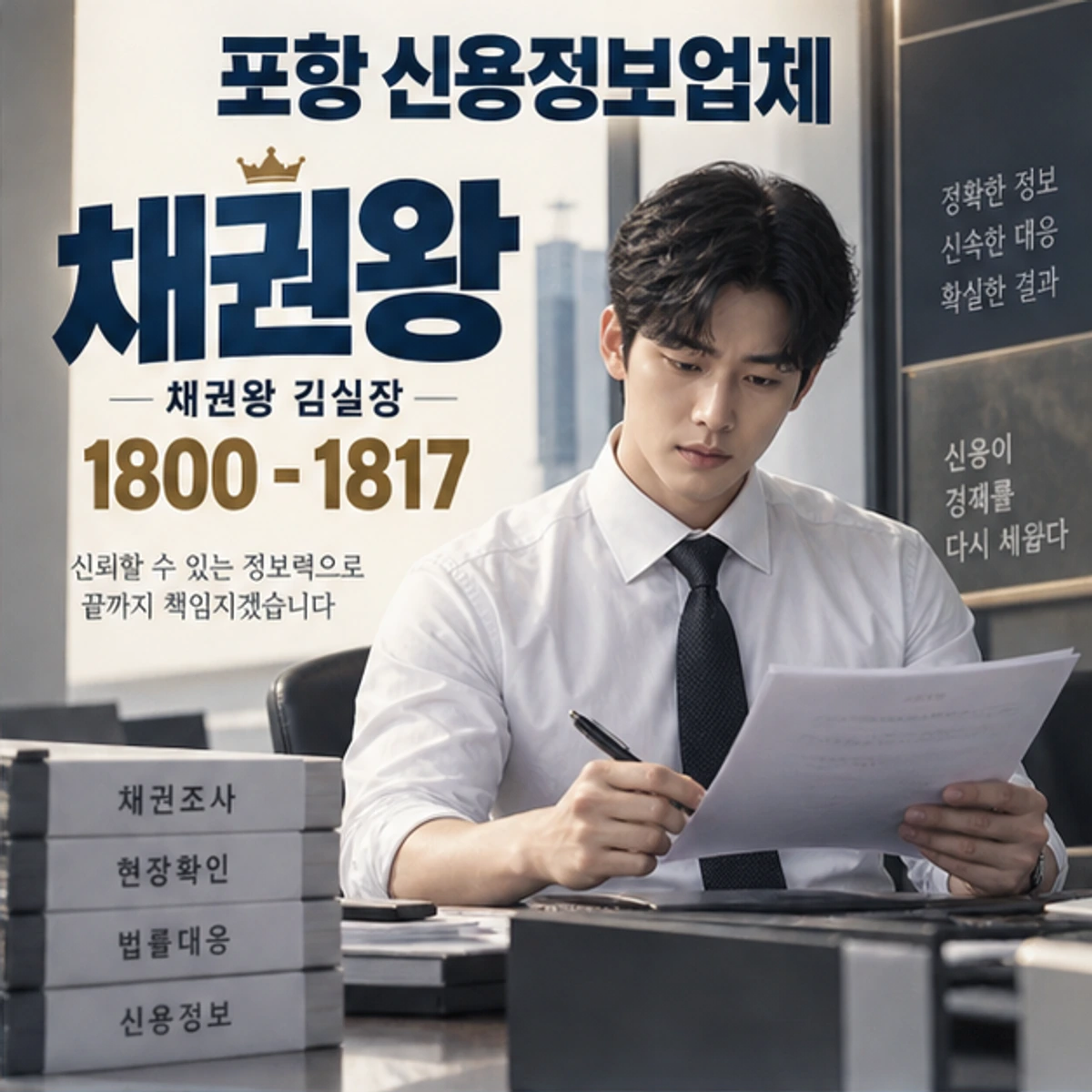 포항 신용정보업체 자료를 검토하는 김실장