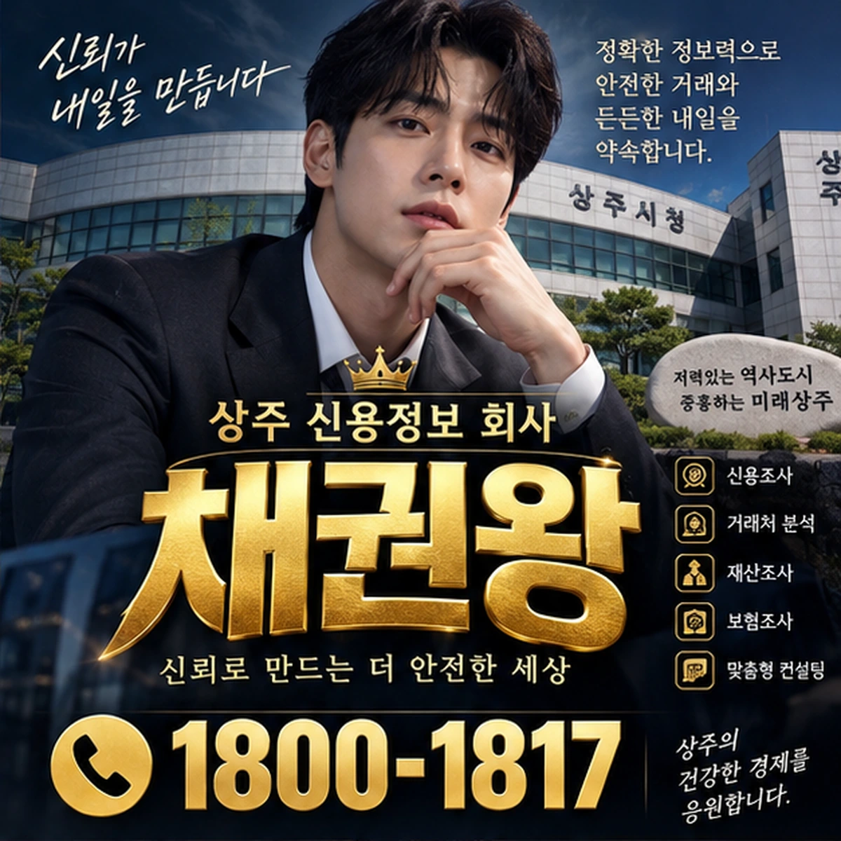 상주 신용정보 회사 자료를 검토하는 김실장