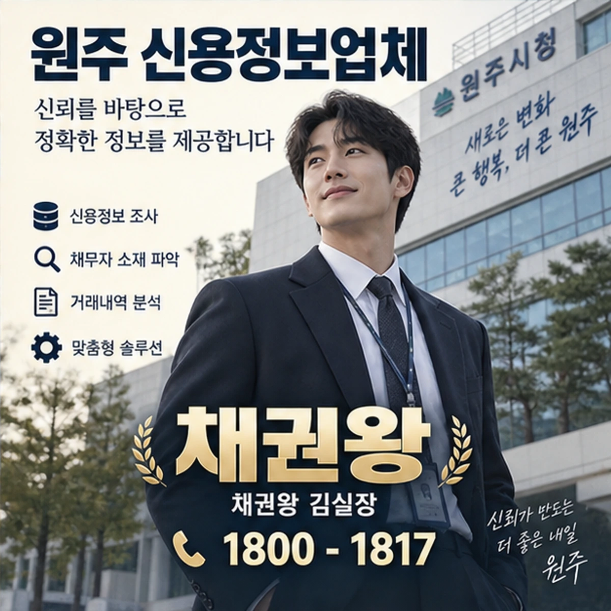 원주 신용정보업체 자료를 검토하는 김실장