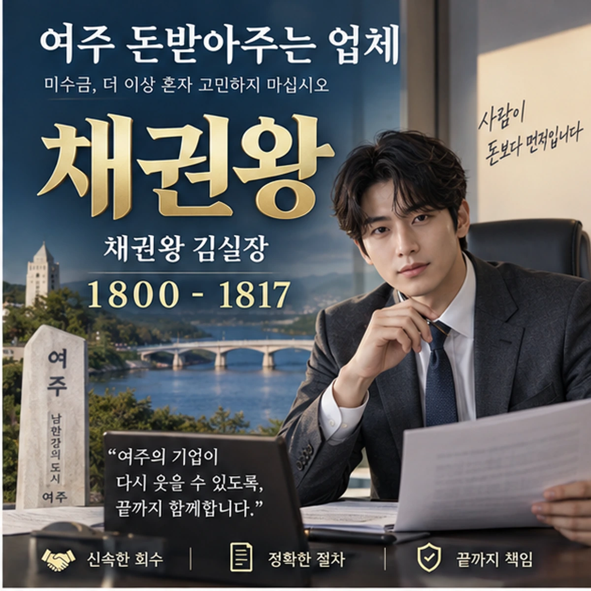 여주 돈받아주는 업체 자료를 검토하는 김실장