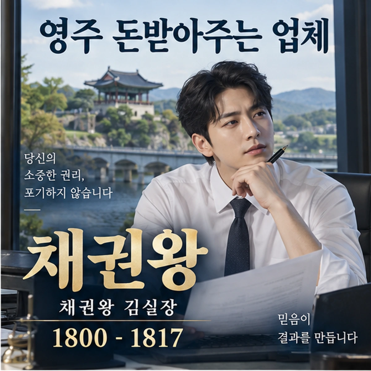 영주 돈받아주는 업체 자료를 검토하는 김실장