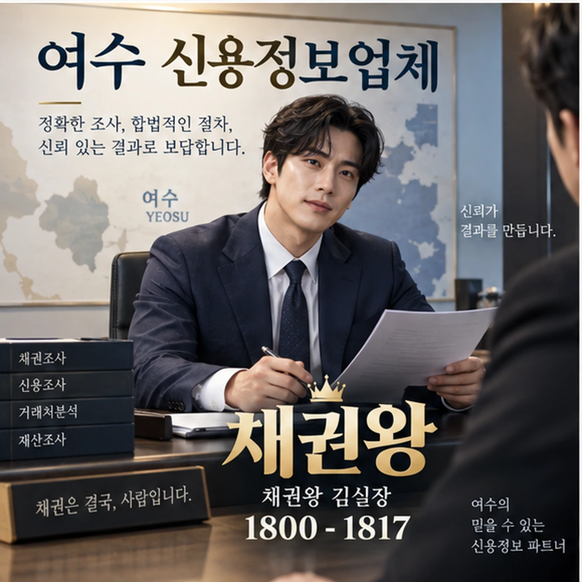 여수 신용정보업체 자료를 검토하는 김실장